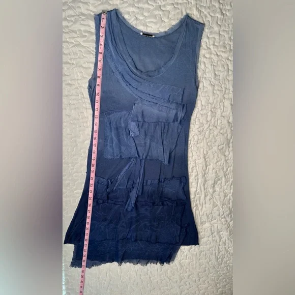 Italian Silk Blend Boho Dress Y2K Layered Asymmetrical Sleeveless Artsy Size S - Picture 8 of 12